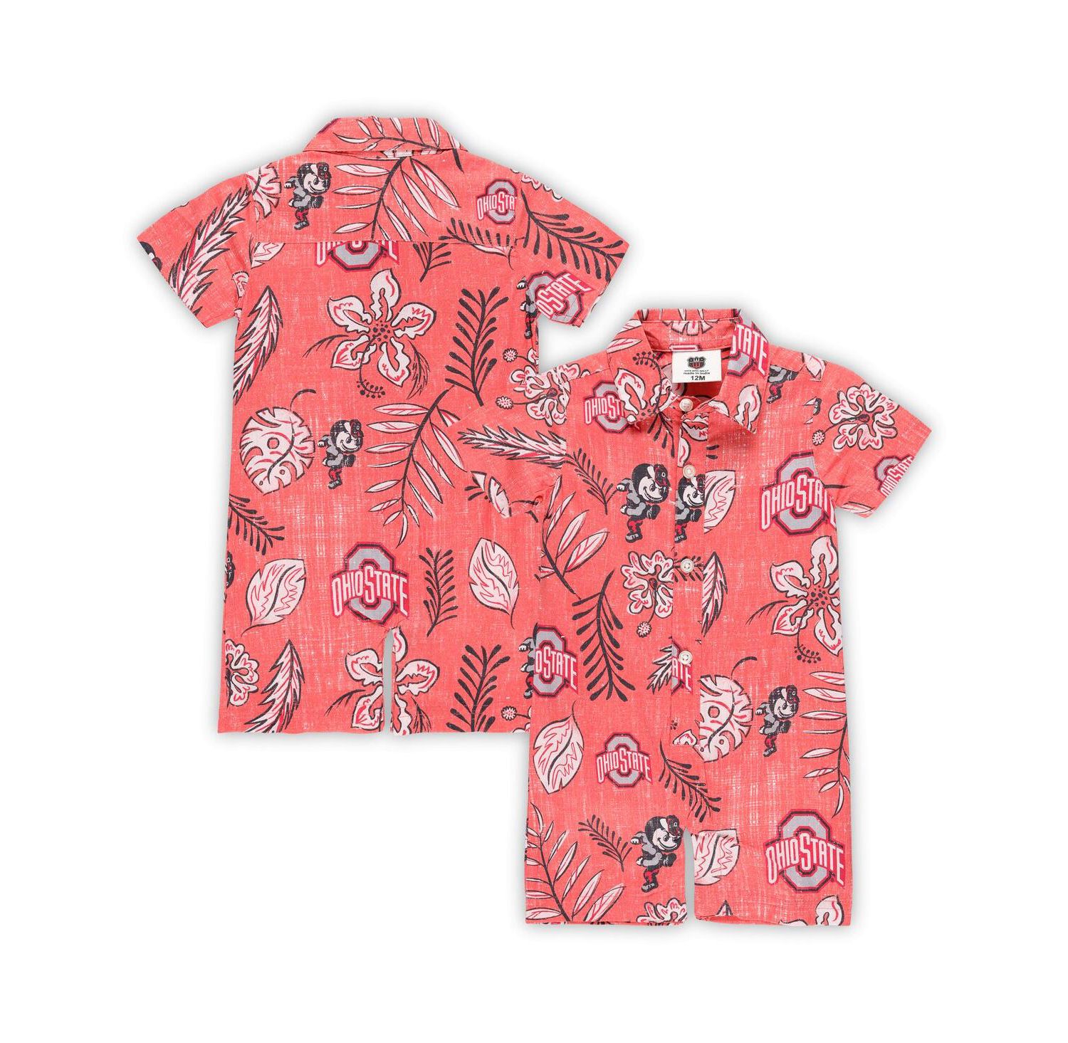 Baby Boys and Girls Scarlet Ohio State Buckeyes Vintage Floral Romper