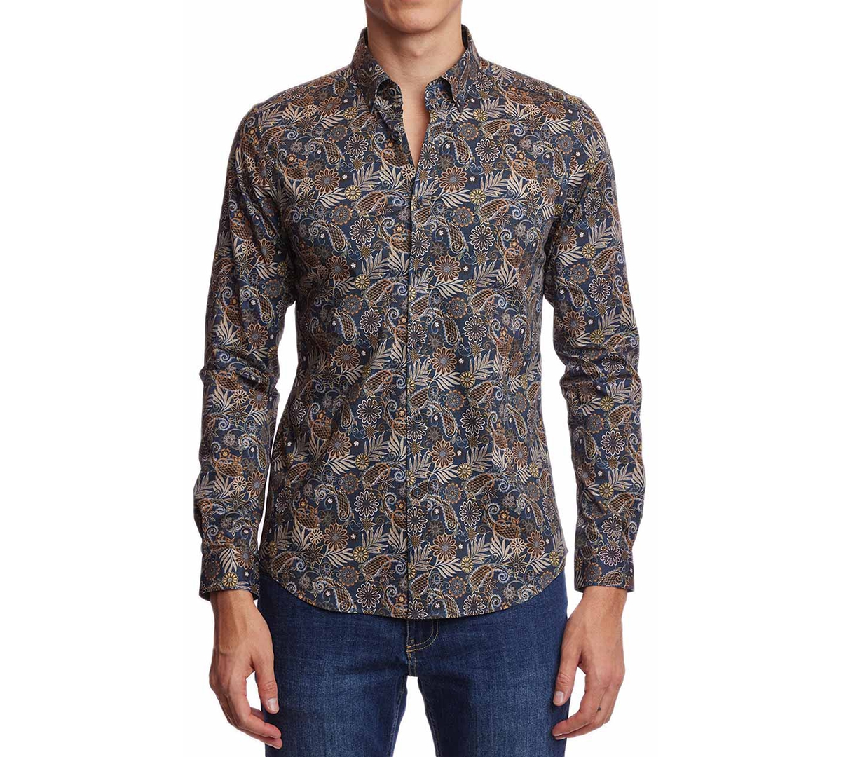 Men's Brian Slim-Fit Floral Paisley Button-Down Shirt - Spirograph