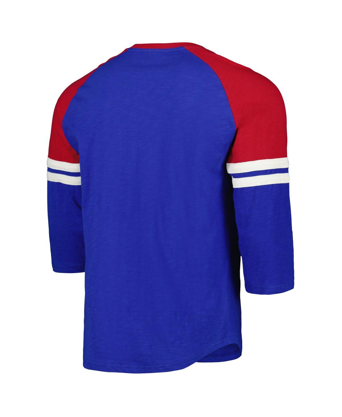 Mitchell & Ness Men's Royal Chicago Cubs Cooperstown Collection Legendary Raglan Slub Henley Three-quarter Sleeve T- In Royal