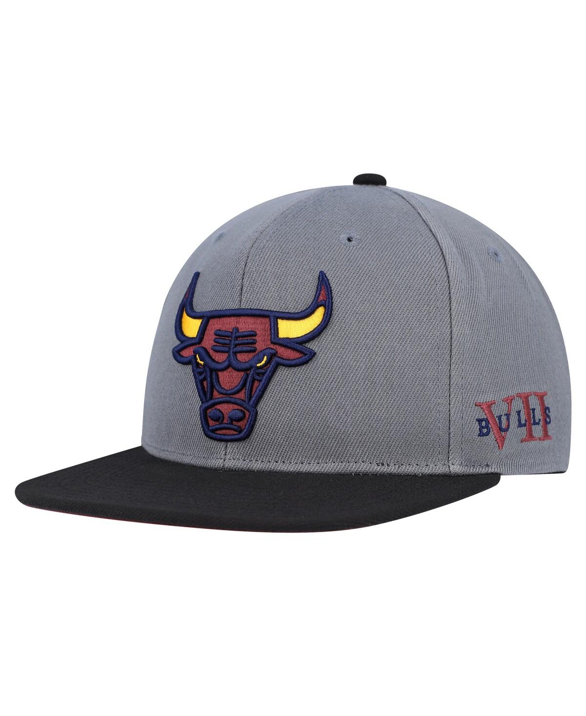 Mitchell & Ness Men's Gray/black Chicago Bulls Core Snapback Hat In Gray,black