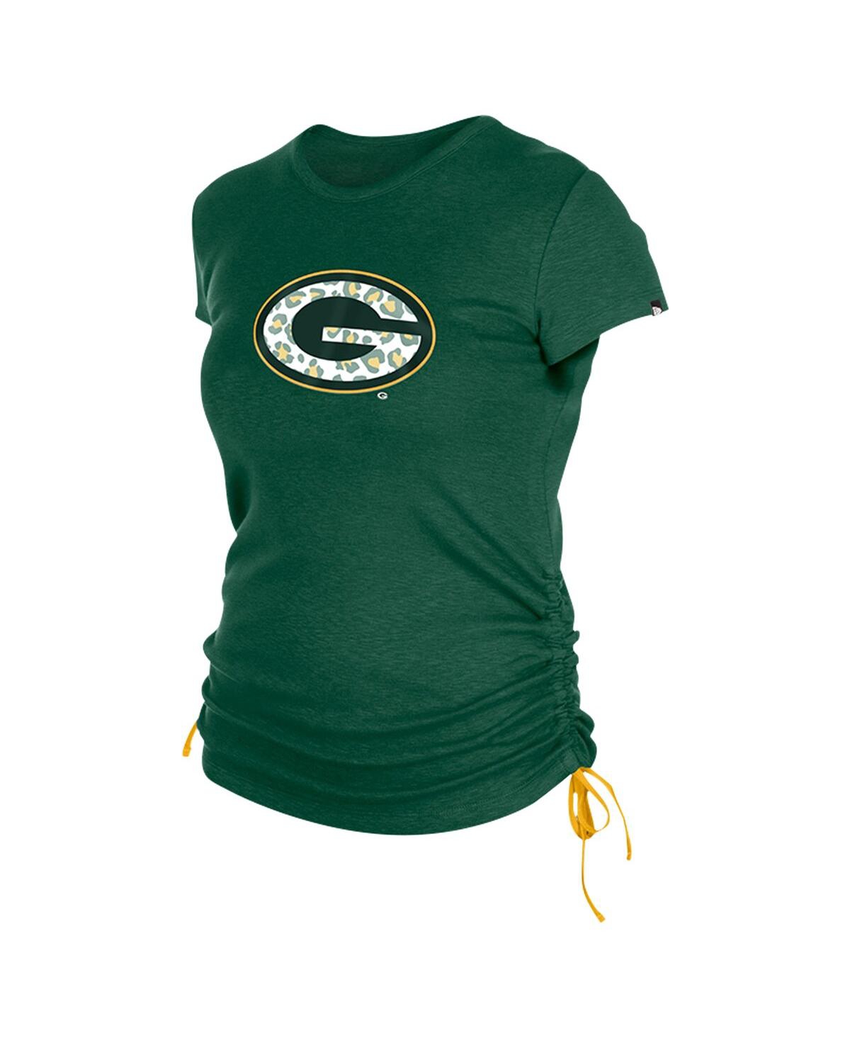 NEW ERA WOMEN'S GREEN GREEN BAY PACKERS RUCHED SIDE T-SHIRT 