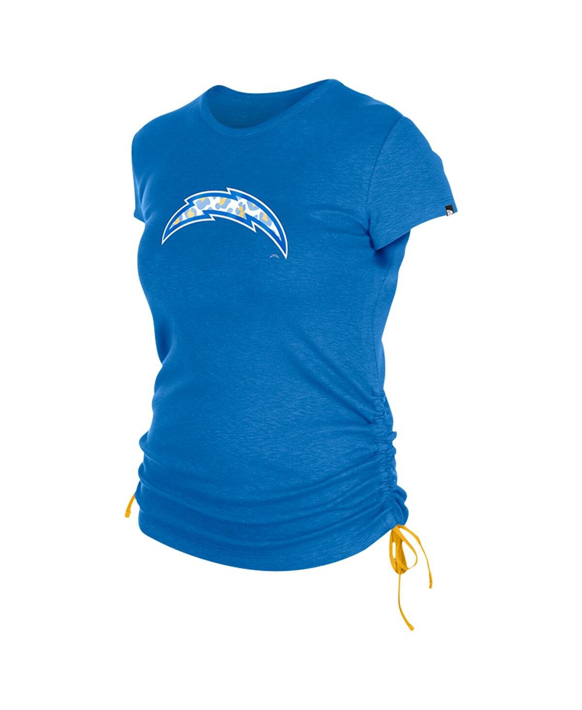 NEW ERA WOMEN'S POWDER BLUE LOS ANGELES CHARGERS RUCHED SIDE T-SHIRT 