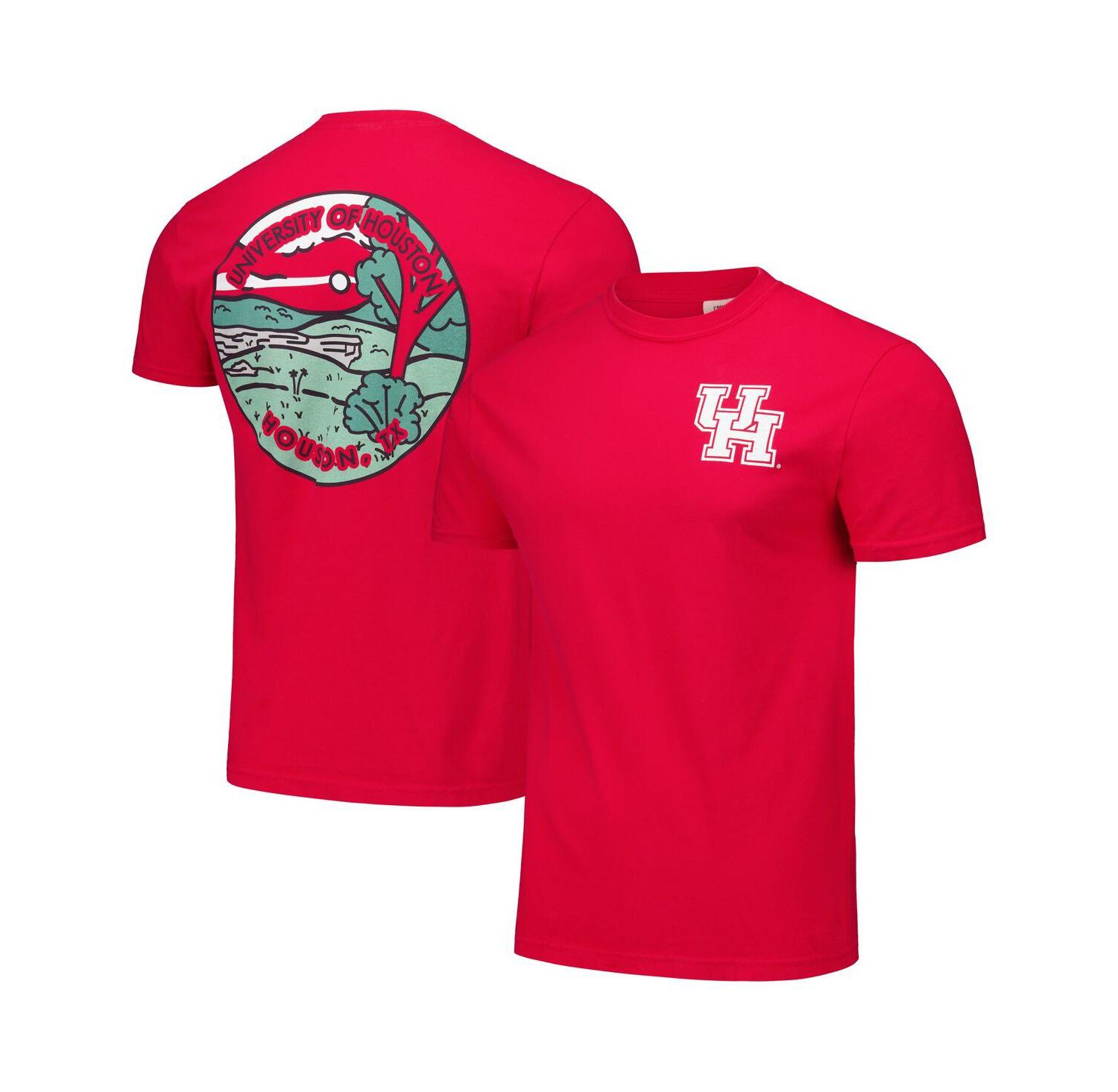 Men's and Women's Red Houston Cougars Scenic Comfort Colors T-Shirt