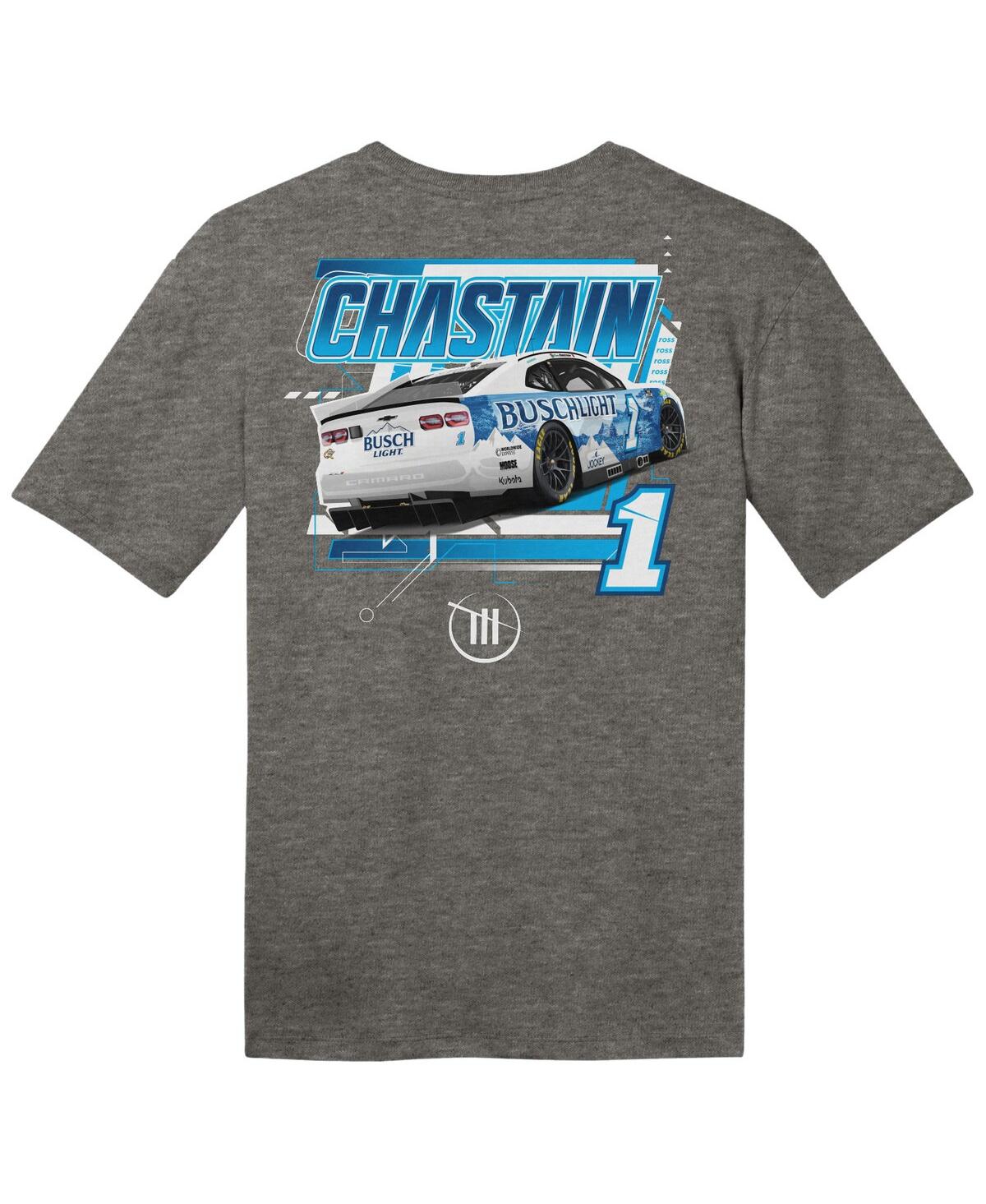 Trackhouse Racing Team Collection Men'sRoss Chastain Busch Light Car T-Shirt - Heather Charcoal