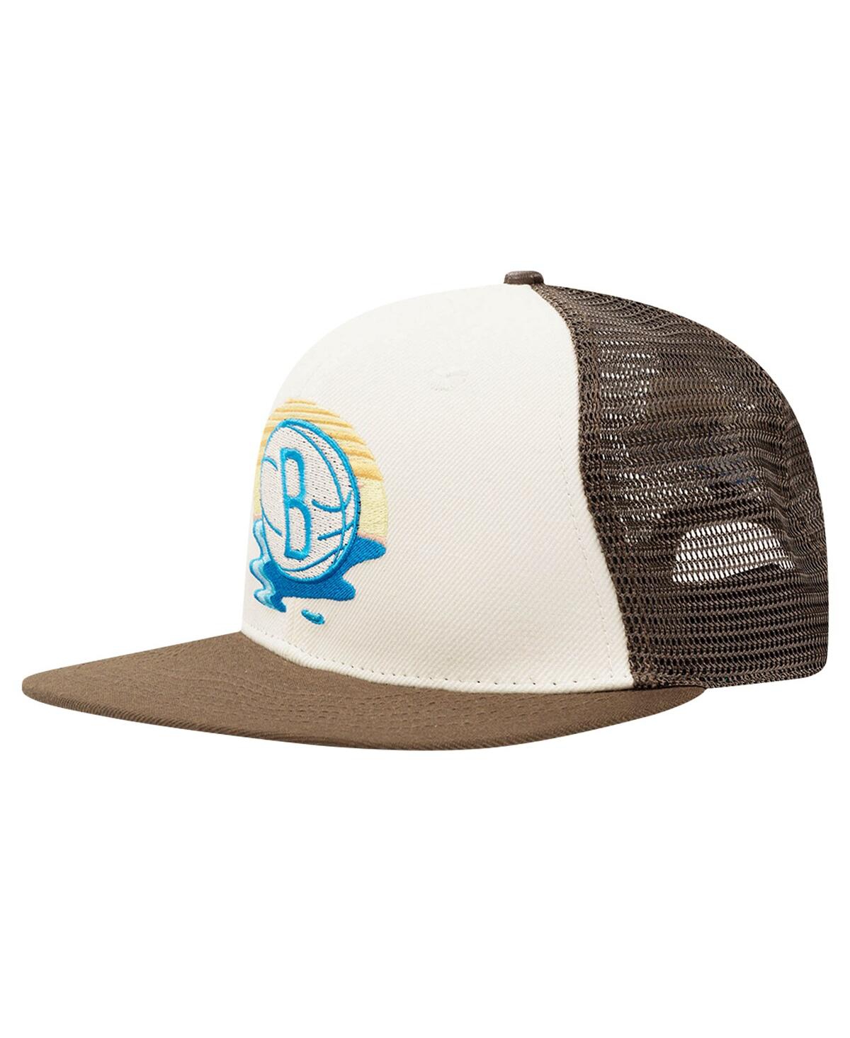 Shop Pro Standard Men's Cream/brown Brooklyn Nets Glint Sunset Snapback Hat In Cream,brown