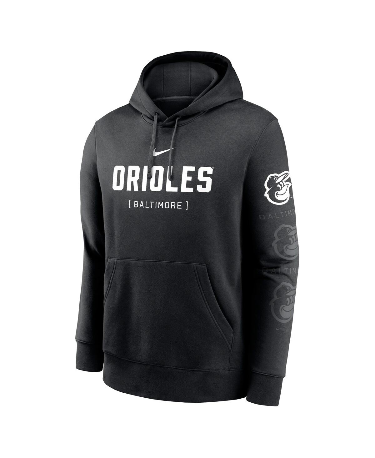 Nike Men's Black Baltimore Orioles Fashion Club Pullover Hoodie In Black