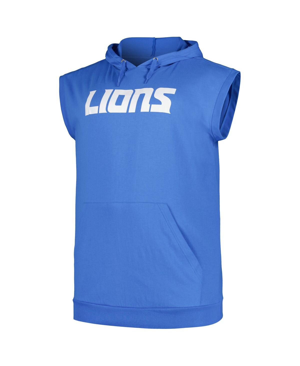 Fanatics Men s Blue Detroit Lions Big Tall Muscle Hoodie Sleeveless T Shirt Blue Smart Closet