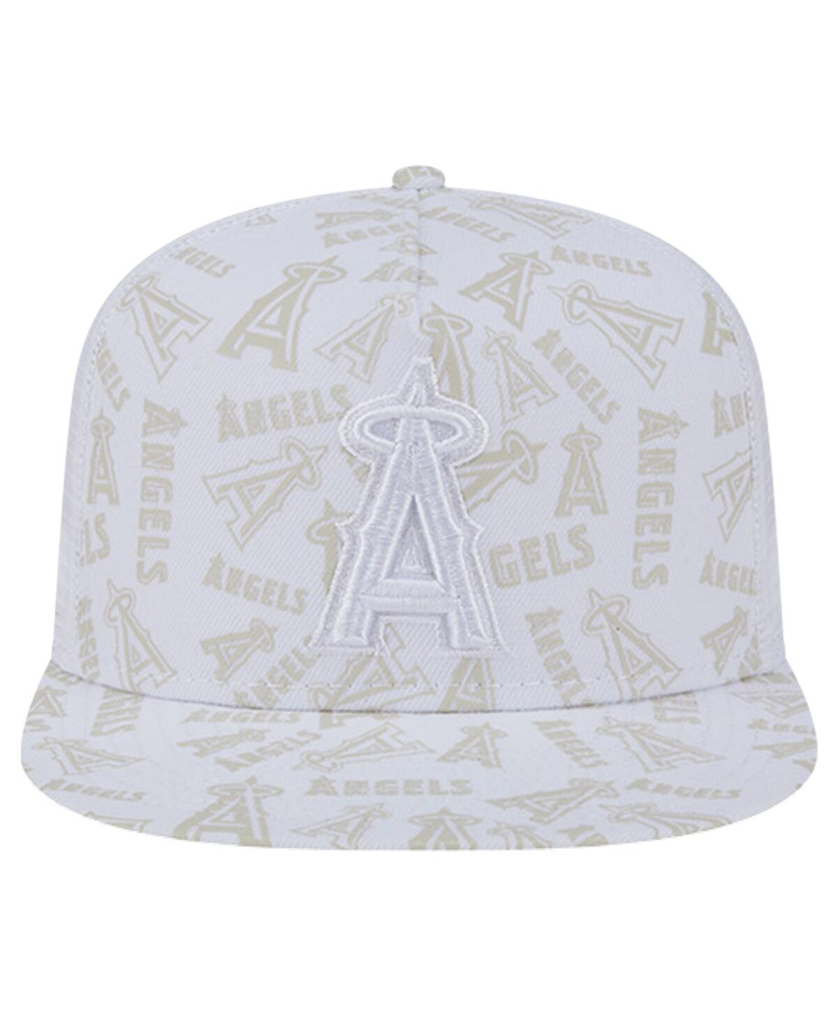 New Era Men's White Los Angeles Angels Logo Dunes A-frame Trucker 9fifty Snapback Hat In White