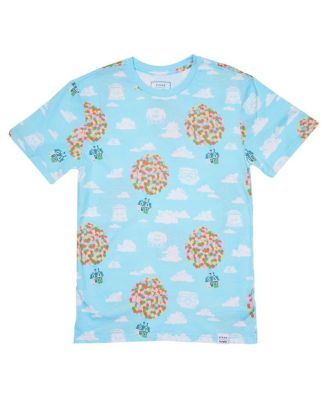 Men's and Women's Light Blue Up 15th Anniversary Balloon House Allover Print T-Shirt