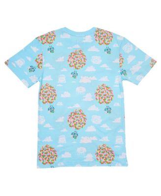 Men's and Women's Light Blue Up 15th Anniversary Balloon House Allover Print T-Shirt