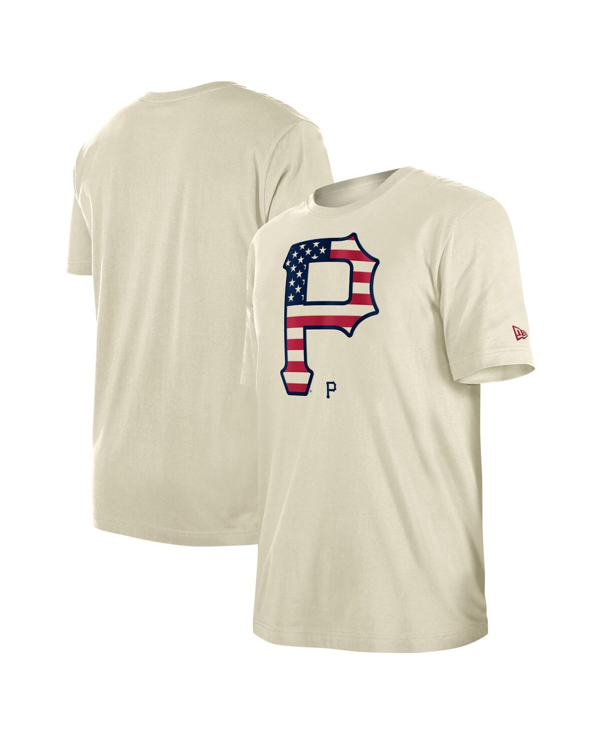 NEW ERA MEN'S CREAM PITTSBURGH PIRATES 4TH OF JULY FLAG FILL T-SHIRT 
