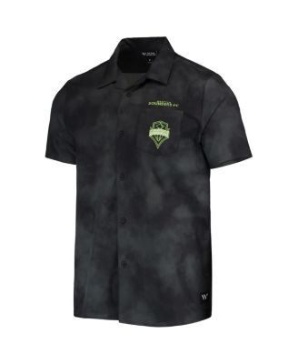 Men's Black Seattle Sounders FC Abstract Cloud Button-Up Shirt