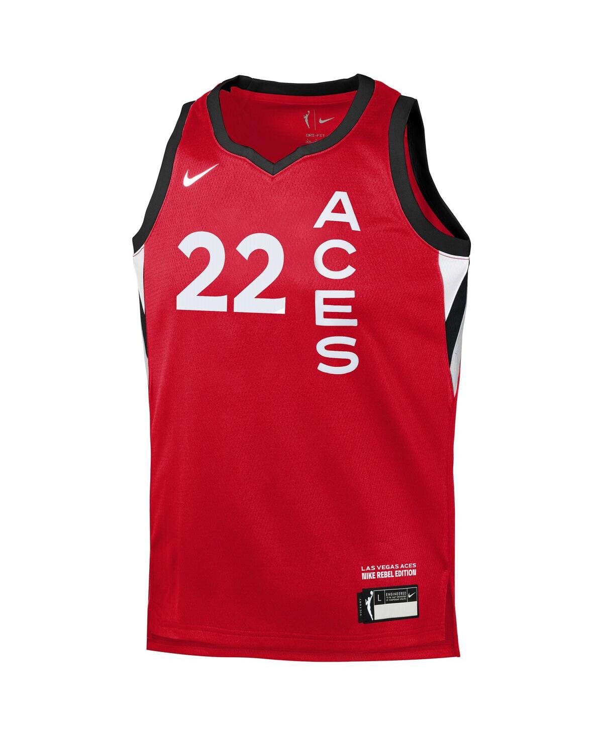 Nike Big Boys and Girls A'ja Wilson Red Las Vegas Aces Rebel Edition Player Jersey