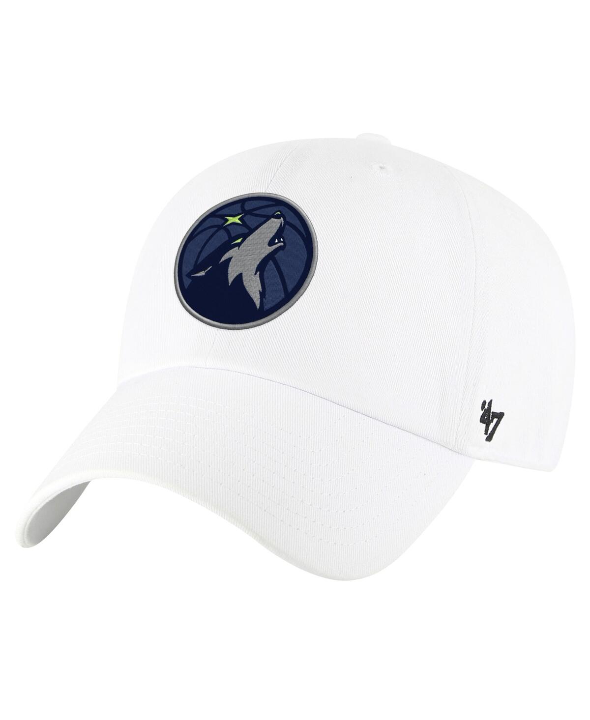 47 BRAND MEN'S WHITE MINNESOTA TIMBERWOLVES CLEAN UP ADJUSTABLE HAT 