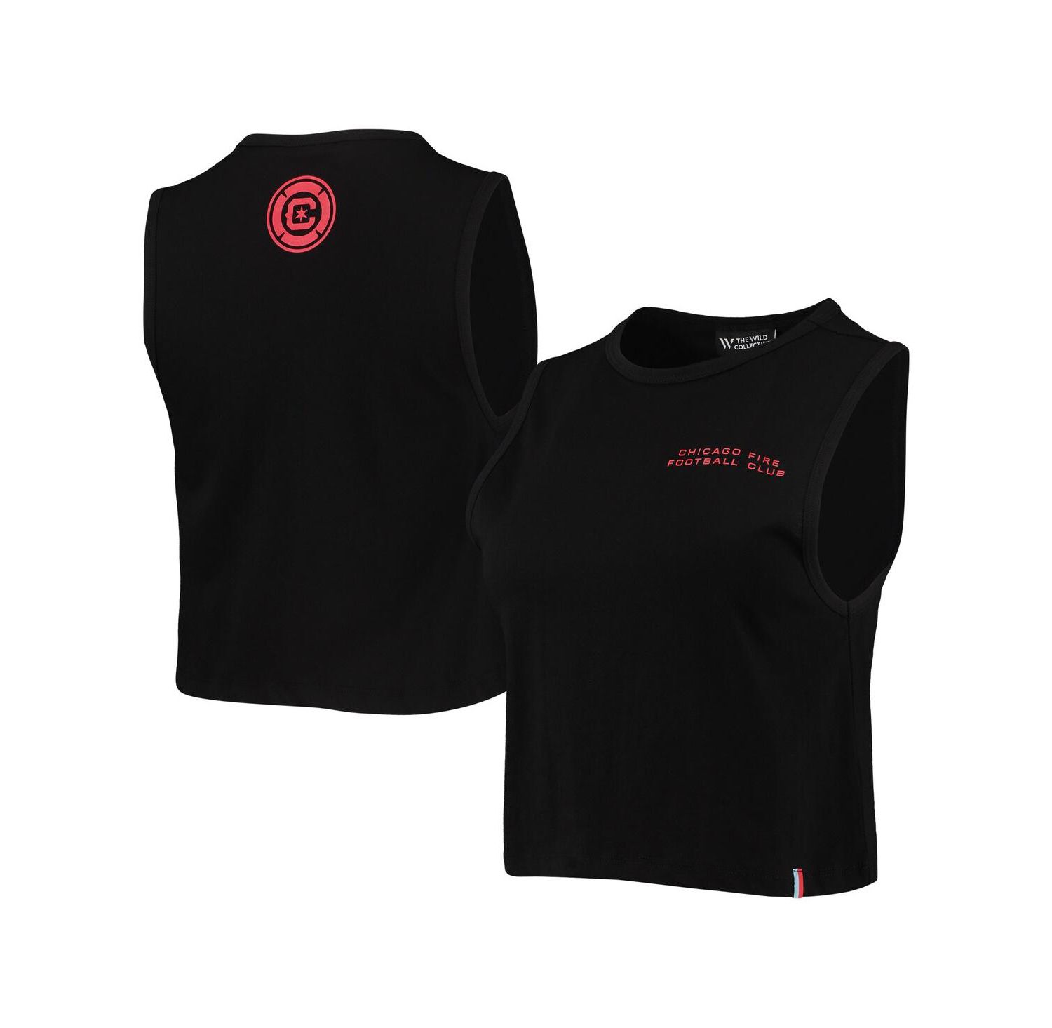 Women's Black Chicago Fire Crop Muscle Tri-Blend Tank Top