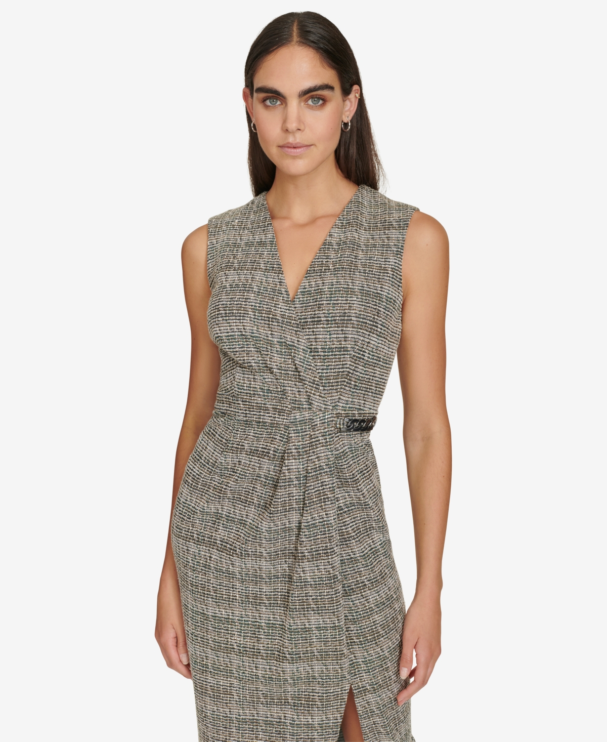 Calvin Klein Women's V-Neck Sleeveless Chain-Trim Dress