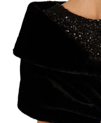 Women's Embellished Faux Fur Wrap