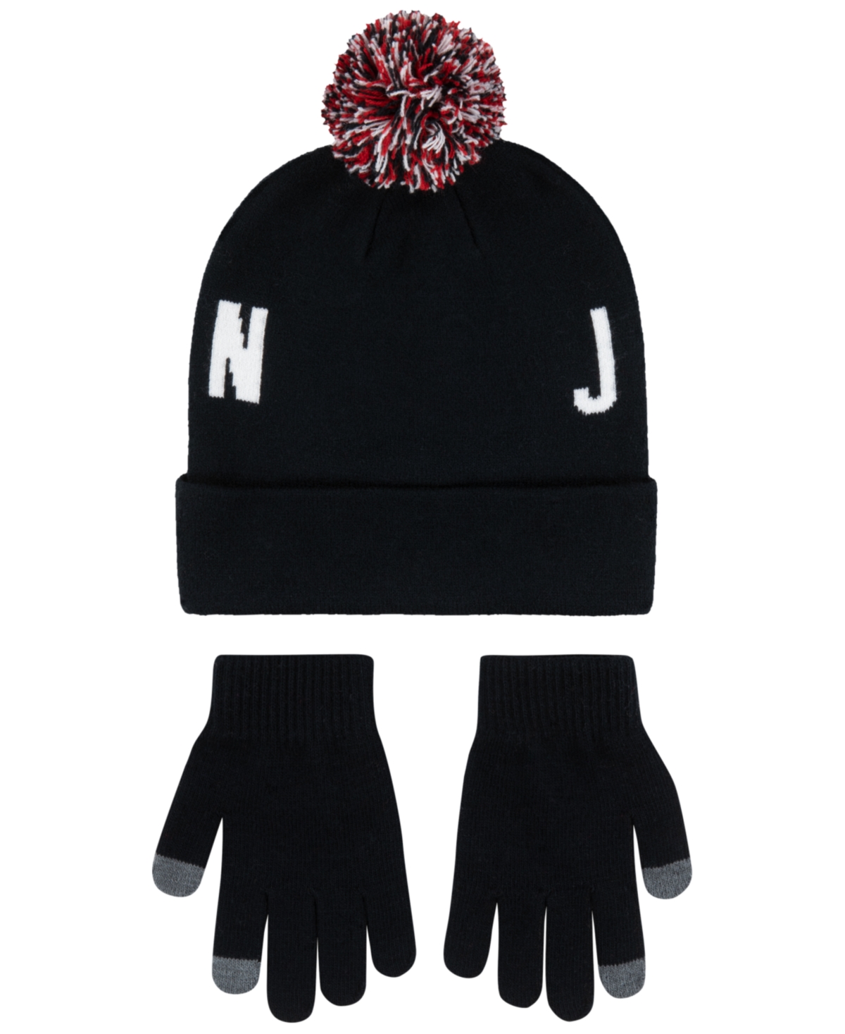 Jordan Big Kids Pom Beanie Set In Gym Red