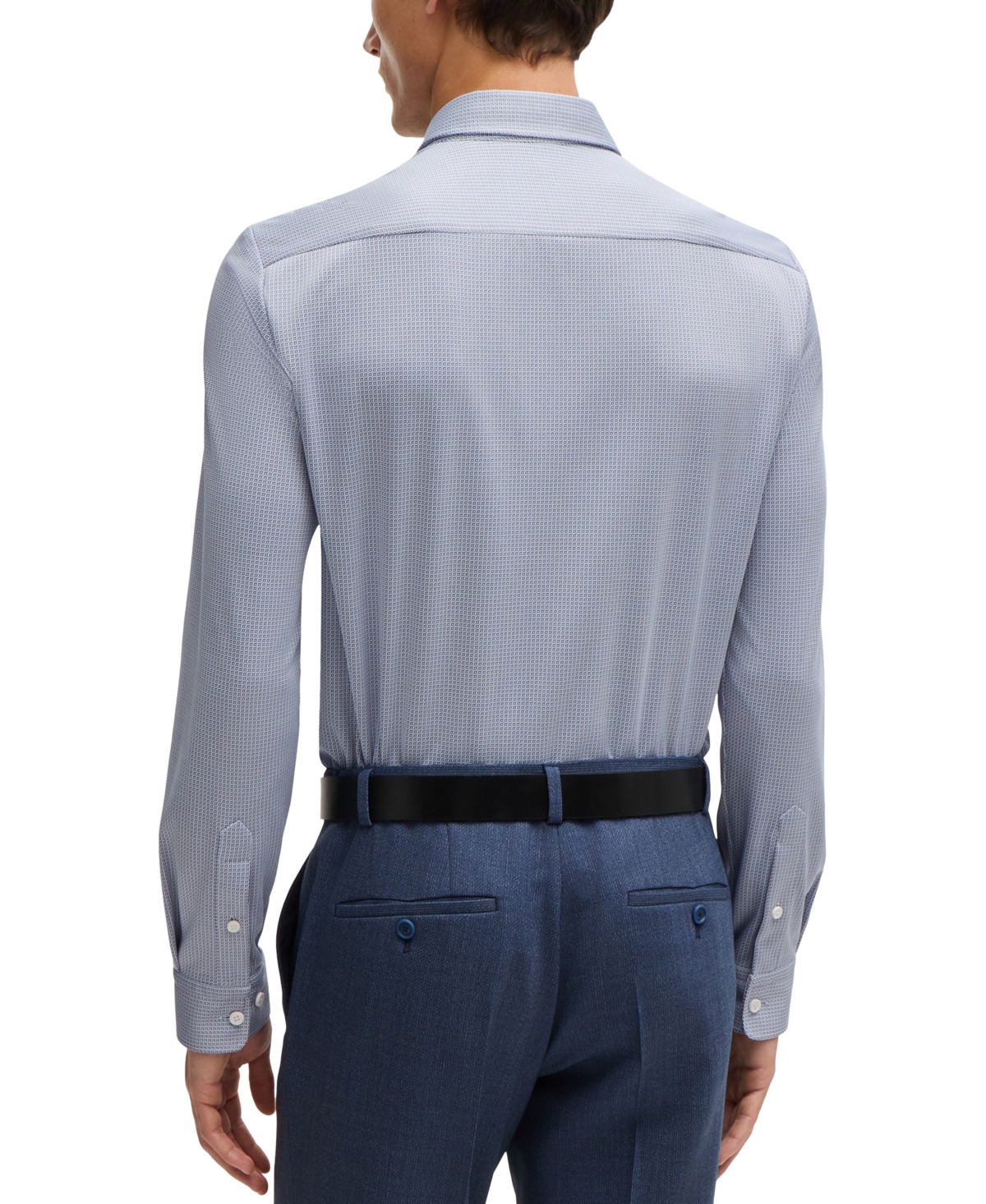 Hugo Boss Men's Cotton Micro-check Sport Shirt In Open Blue