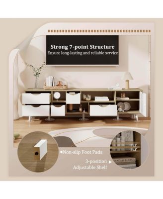 TV Stand for TVs up to 65" with Storage 5 Drawers & 3 Open Shelves for Bedroom