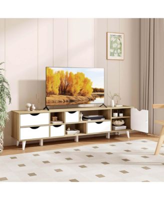 TV Stand for TVs up to 65" with Storage 5 Drawers & 3 Open Shelves for Bedroom
