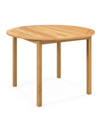 Patio Dining Table Acacia Wood Round Outdoor Bistro Table 4-Person