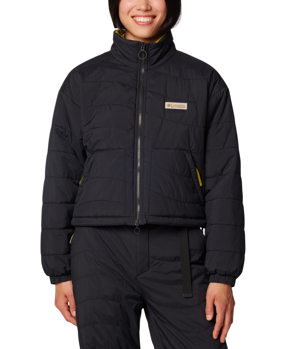 Shop Columbia Women's Wallowa Insulated Cropped Stand-collar Jacket In Black