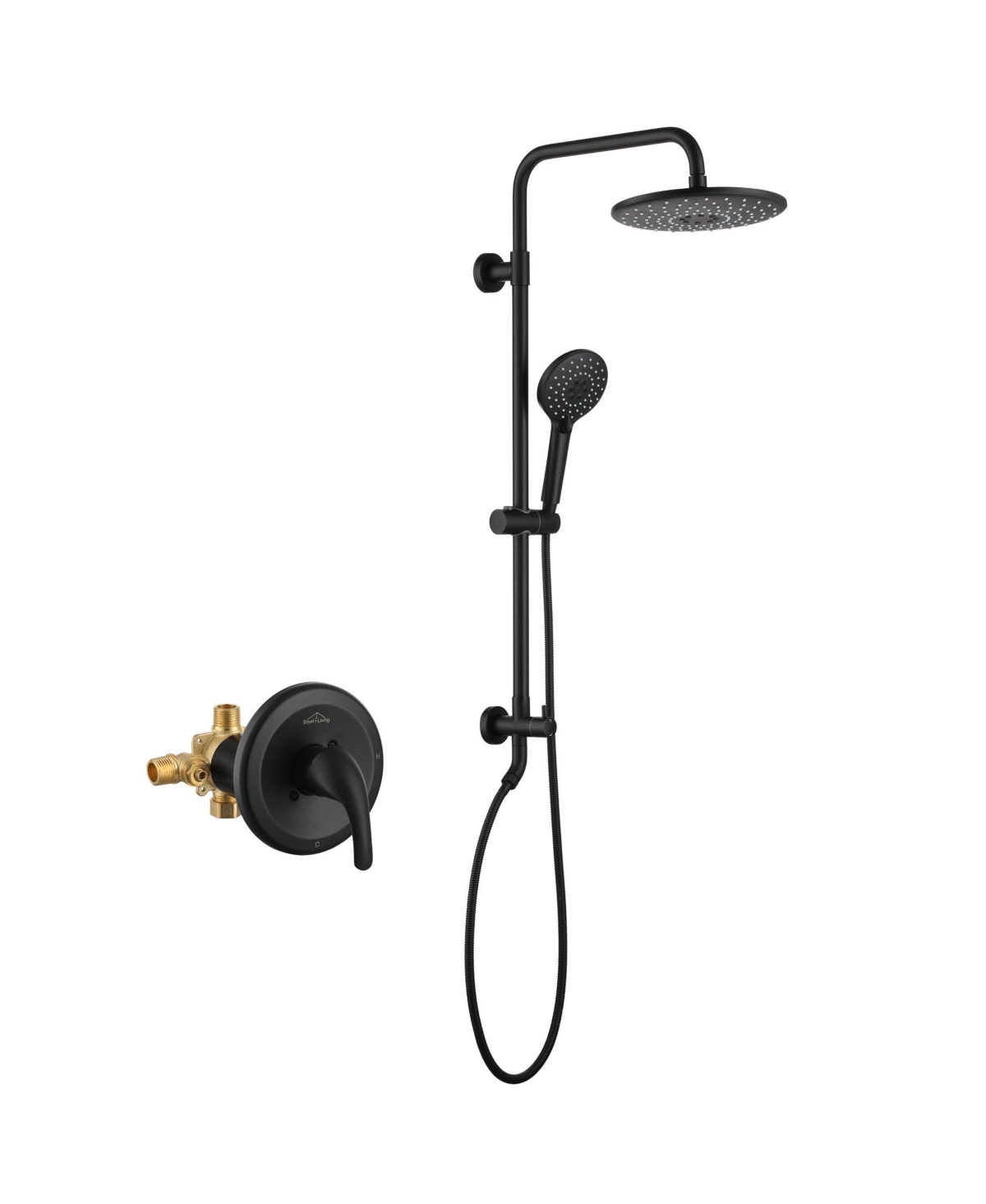 3-Spray Patterns with 2.5 Gpm 10 in. Wall Mount Dual Shower Heads with Pressure Balance Valve - Matte black