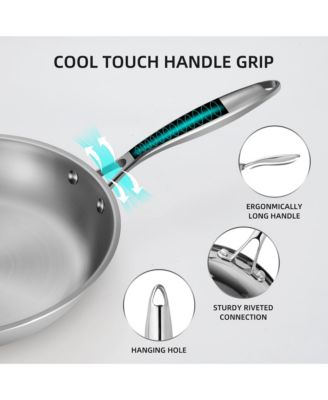 9.5" and 11" Tri-Ply Stainless Steel Nonstick Open Fry Pan with Premium Magnetic Stainless Exterior, Aluminum Core, Set of 2