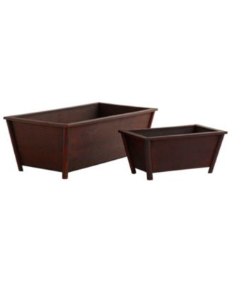 Set of 2 Rectangle Plant Pots for Indoor Outdoor Garden Decor