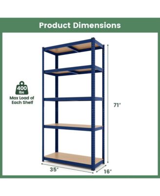 5 Tier Adjustable Garage Shelving Unit with 2000 lbs Max Load for Warehouse