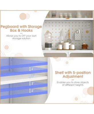 5-tier Metal Kitchen Bakers Rack with Pegboard 8 Hooks 5-position Adjustable Shelf