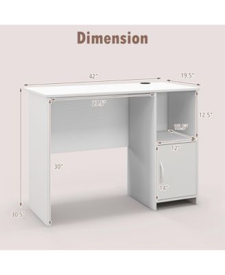 Modern Computer Desk with Cabinet Cable Holes & Open Shelf Storage for Home Office