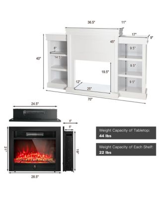 70'' Fireplace TV Stand Media W/ 28.5'' 750W/1500W Electric Fireplace