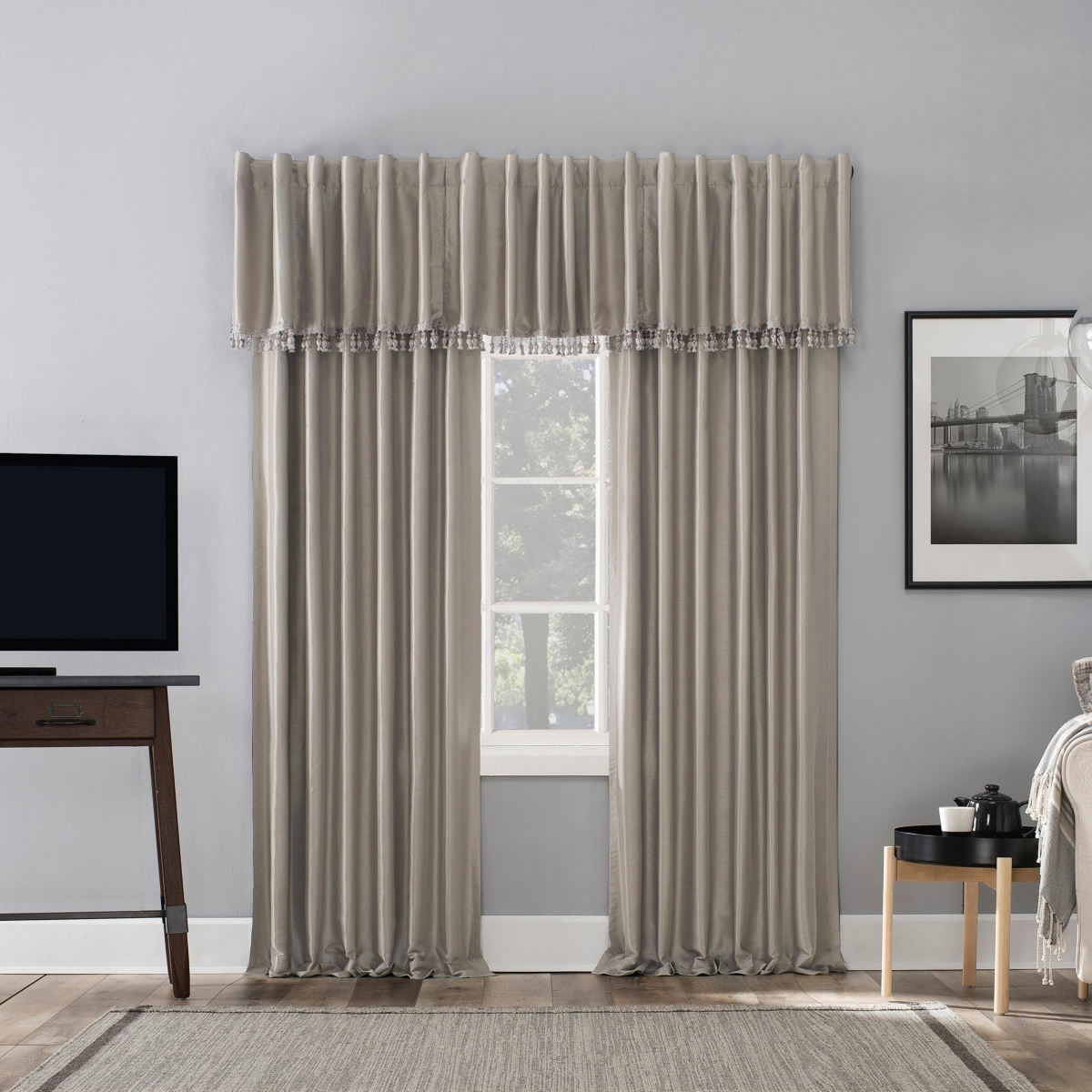 Sun Zero Evelina Faux Dupioni Silk Thermal Extreme 100% Blackout Back Tab Curtain Panel