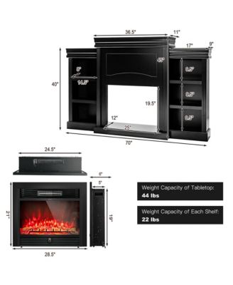 70'' Fireplace TV Stand Media W/ 28.5'' 750W/1500W Electric Fireplace