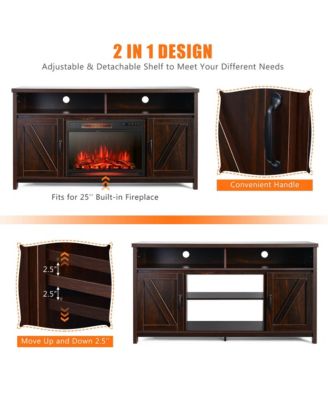59'' Fireplace TV Stand W/ 25'' 1350W Electric Fireplace Heater Coffee