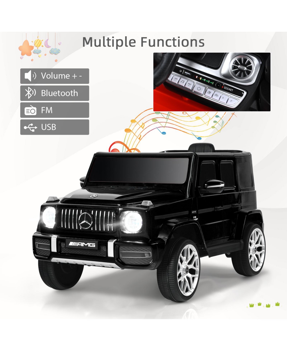 Sugift 12V Mercedes-Benz G63 Licensed Kids Ride On Car with Remote Control