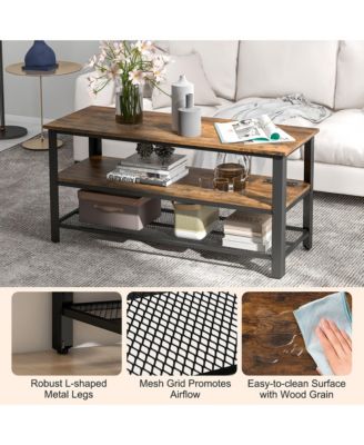 1 Pc 3-Tier TV Stand, Fits TVs up to 50", with Power Outlets, USB Ports & Shelves – Entertainment Furniture