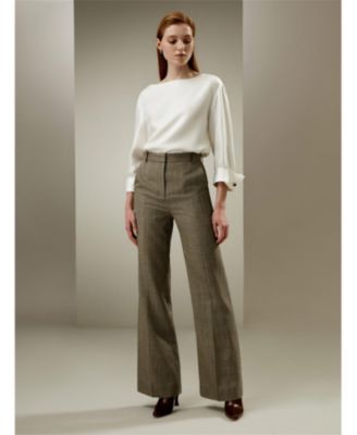 Silk Twill Blouse with Boat Neckline for Women