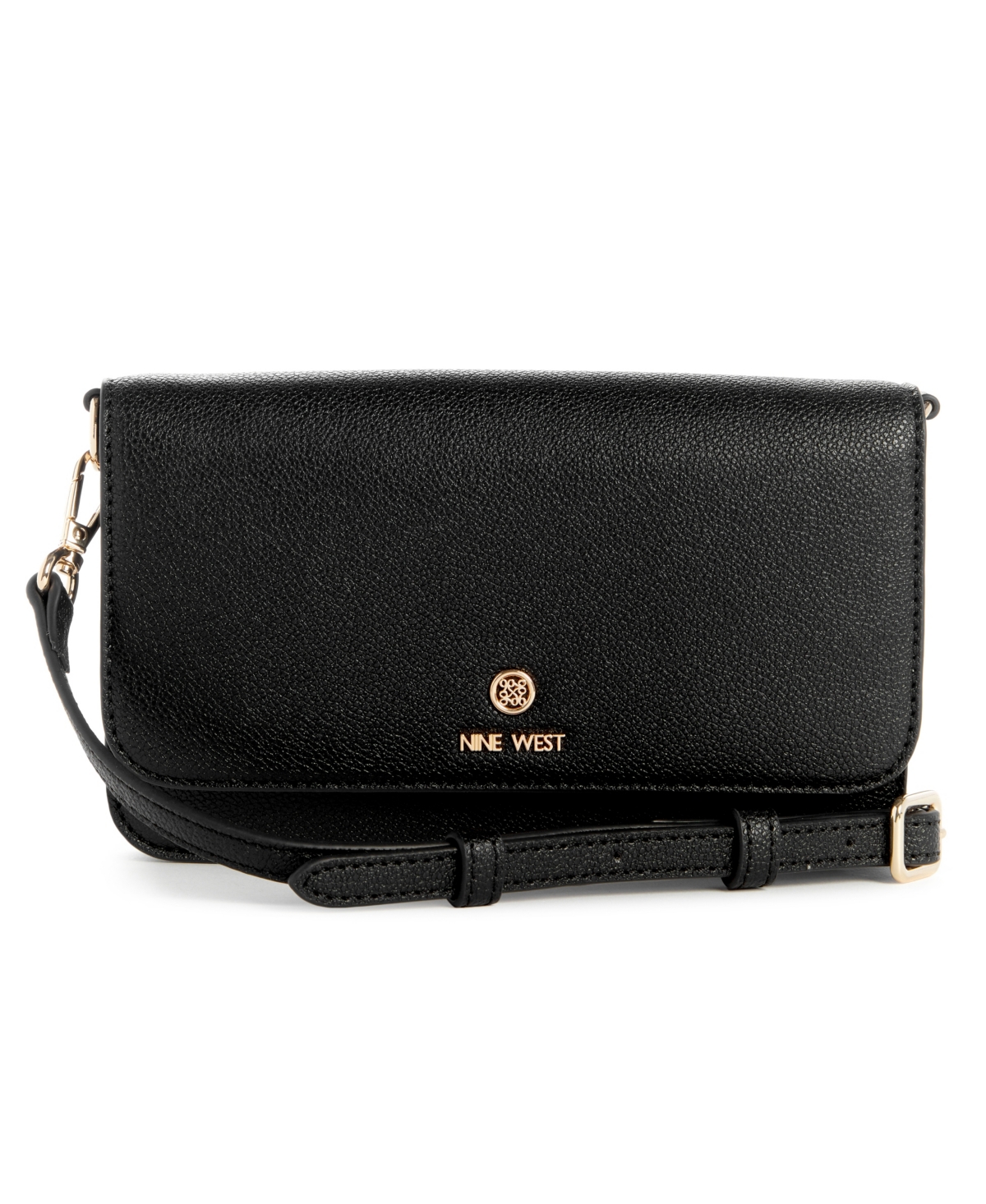 Nine West Lockup 9 Phone Wallet Crossbody Bag In Black