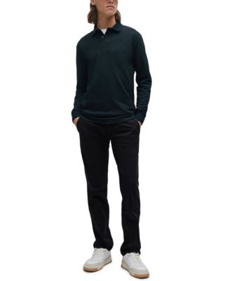 Men's Stretch-Cotton Satin Slim-Fit Trousers