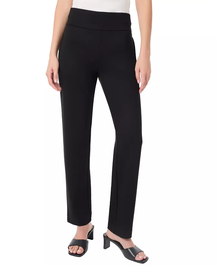 Women's Pull On High Double Wide Waistband Straight Leg Pants