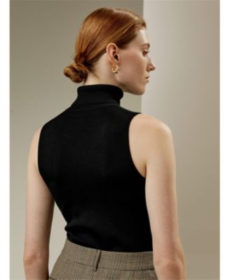 Women's Silk Knitted Turtleneck Sleeveless Top