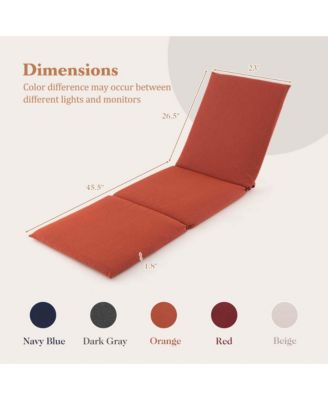 1 PCS Outdoor Chaise Lounge Cushion with Hook & Loop Fastener Fixing Straps Patio