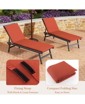 1 PCS Outdoor Chaise Lounge Cushion with Hook & Loop Fastener Fixing Straps Patio