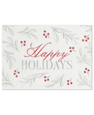 Silver Red Holiday Holiday Boxed Cards