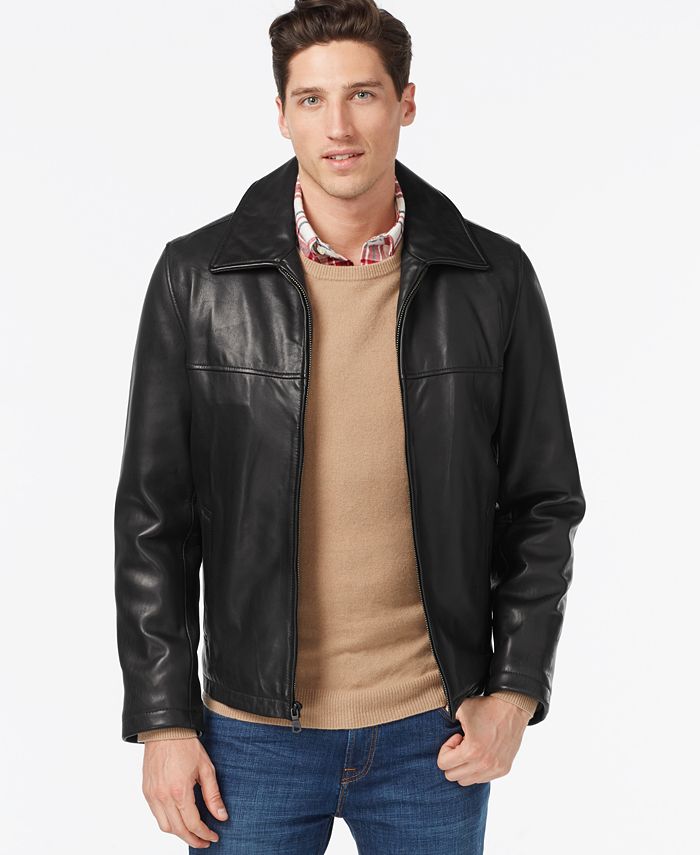 Tommy Hilfiger Leather Classic Jacket - Macy's