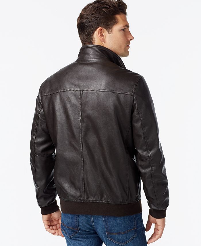 Tommy Hilfiger Faux-Leather Bomber Jacket - Macy's