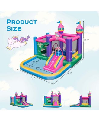 6-in-1 Kids Inflatable Bounce House with Slide Jumping Area Ball Pit Pools Castle without Blower